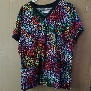 Leopard print scrub top